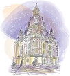Frauenkirche in the center of Dresden in Saxony, Germany - vector illustration