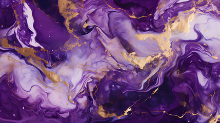 Wall Mural - Very beautiful purple marble pattern. Abstract art wallpaper. Art and Gold background. generative AI.
