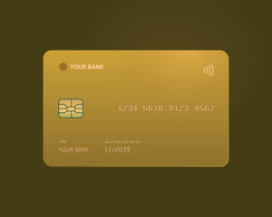 Template of yellow vector credit card isolated on transparent background.
