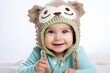 background white owl h knitted funny baby children face hat care infant bed body boy cap childhood clothes costume crochet cute dress eye fashion halloween happy head health holiday human innocence