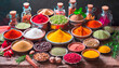 Spices with different colors and spices