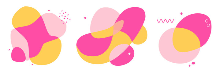 Poster - set of blob shapes design elements. colorful pink yellow irregular shape composition