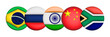 3D Flag of BRICS on an avatar circle. BRICS is a grouping of the world economies of Brazil, Russia, India, China, and South Africa.