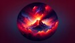 Gradient color background image with a fiery volcano theme, featuring a blend of intense reds, oranges, and dark smoky hues, creating a dynamic and po