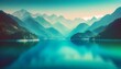 Gradient color background image with a serene alpine lake theme, featuring a blend of crystal clear blues and greens, capturing the peaceful and prist