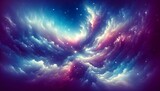 Fototapeta Kosmos - Gradient color background image with a surreal cosmic theme, featuring a blend of deep space blues, purples, and hints of star-like whites, capturing