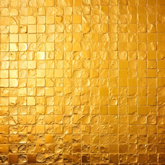 Wall Mural - wall and floor gold yellow mosaic tiles texture background. generative AI.