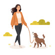 Woman walking her dog in the Park