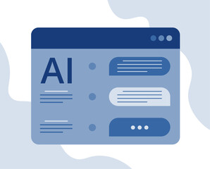 Fototapete - Analog window with artificial intelligence. Robotic news writing and article creation using digital technologies. Perfect vector graphics.
