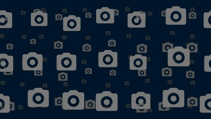 Poster - photo camera symbols float horizontally from left to right. parallax fly effect. floating symbols ar