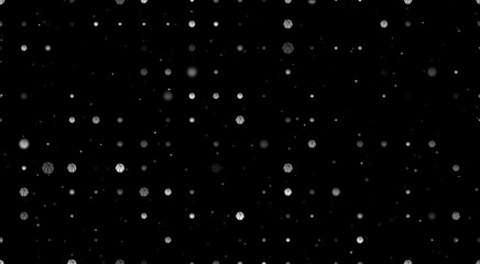 Poster - Template animation of evenly spaced basketball symbols of different sizes and opacity. Animation of transparency and size. Seamless looped 4k animation on black background with stars