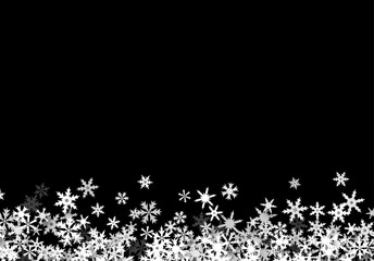 Wall Mural - Christmas background with falling snowflakes. Winter holiday background or frame with pattern of layered snow.