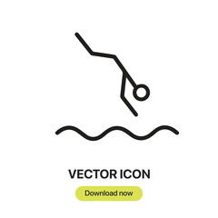 Poster - Diver icon vector. Linear-style sign for mobile concept and web design. Diver symbol illustration. Pixel vector graphics - Vector.	