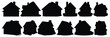 House building silhouettes set, large pack of vector silhouette design, isolated white background
