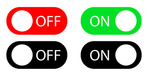 Aufkleber - a set of buttons to turn on and off. vector green, red and color buttons on isolated background for 