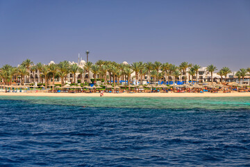 Wall Mural - Beautiful scenery of the Red Sea coast at Port Ghalib in Egypt, Africa.