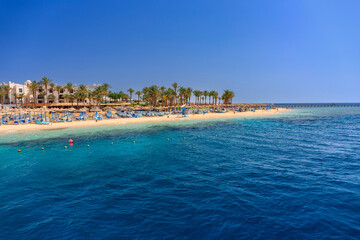 Wall Mural - Beautiful scenery of the Red Sea coast at Port Ghalib in Egypt, Africa.