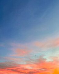 sunset sky with colorful clouds vertical background concept. evening sunset. dusk sky view. dramatic