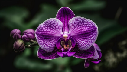 Poster - Exotic moth orchid blossom in elegant bouquet of multi colored petals generated by AI