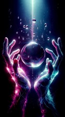 Wall Mural - hands around a water drop