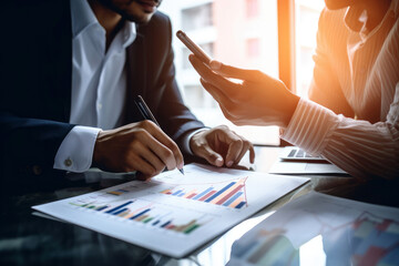 Business people at an economic data meeting