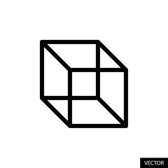Poster - Geometric cube shape vector icon in line style design for website, app, UI, isolated on white background. Editable stroke. Vector illustration.