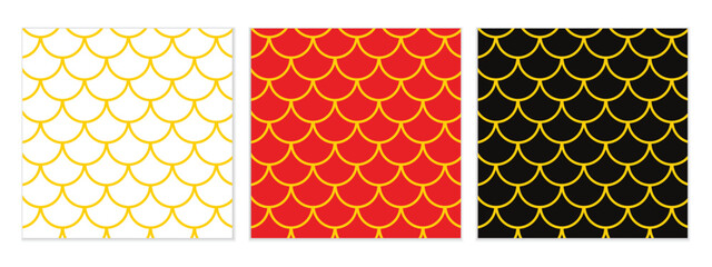 Poster - abstract seamless set of yellow mermaid scale pattern perfect for banner poster.