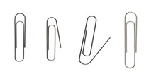 realistic metal paper clips on transparent background