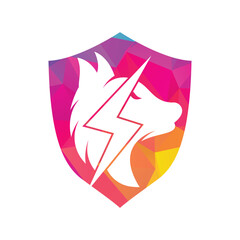 Wall Mural - Thunder wolf logo design. Power, Wild animal and Energy logo concept icon vector.