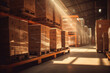 © Andrii Zastrozhnov - Spacious industrial warehouse with organized shelves, stacked boxes, and efficient logistics for seamless storage and distribution.
