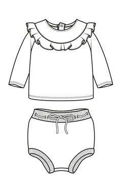Baby Body suit, Baby Romper, baby dress, baby one piece suit, baby clothes, baby fashion flat cad