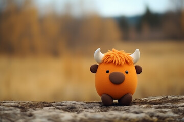 Wall Mural - minimalist cute Bison doll with falling in love