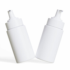 Wall Mural - Realistic cosmetic packaging bottle white background, rendering 3D illustration