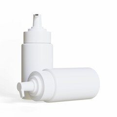 Wall Mural - Realistic cosmetic packaging bottle white background, rendering 3D illustration