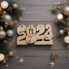 Wall Mural - Christmas  decoration  ,tree,holiday,Xmas,branch,winter,celebration,wood,ball,new;year,Ai generated 