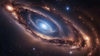 Wall Mural - a view from space to a spiral galaxy and stars. universe filled with stars, nebula and galaxy