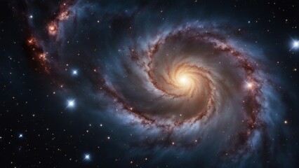 Wall Mural - a view from space to a spiral galaxy and stars. universe filled with stars, nebula and galaxy