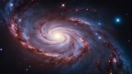 Wall Mural - a view from space to a spiral galaxy and stars. universe filled with stars, nebula and galaxy