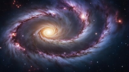 Wall Mural - a view from space to a spiral galaxy and stars. universe filled with stars, nebula and galaxy
