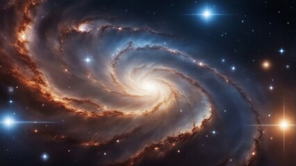 Wall Mural - a view from space to a spiral galaxy and stars. universe filled with stars, nebula and galaxy
