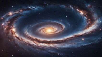 Wall Mural - a view from space to a spiral galaxy and stars. universe filled with stars, nebula and galaxy