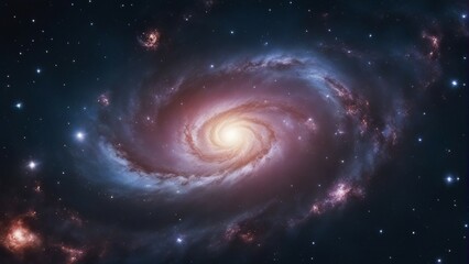 Wall Mural - a view from space to a spiral galaxy and stars. universe filled with stars, nebula and galaxy