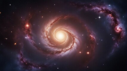Wall Mural - a view from space to a spiral galaxy and stars. universe filled with stars, nebula and galaxy