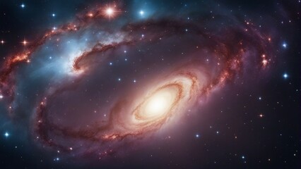 Wall Mural - a view from space to a spiral galaxy and stars. universe filled with stars, nebula and galaxy