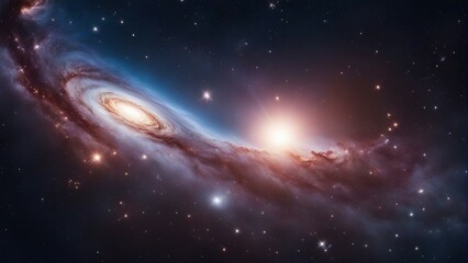 Wall Mural - a view from space to a spiral galaxy and stars. universe filled with stars, nebula and galaxy