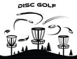 Disc golf logo set with discs flying with speed trails or lines. Sports training club vectors. Best to use in disc golf related artworks and team logos. Print on t-shirts and apparel clothing. 