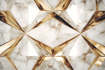 Wall Mural - Abstract polygonal pattern luxury white with gold and marble background