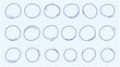 © ROMAN RYBALKO - Hand drawn pen circles line sketch set on notebook pages. Drawing blue pen circular scribble doodle round circles. Vector illustration.
