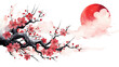 © RocknRoller Studios - Red Japanese Blossom Illustration.