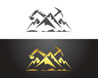 Excavator and mountain mining logo design vector template illustration.